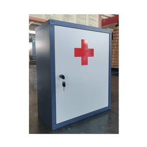 Estuche de almacenamiento de kit de emergencia familiar, caja de medicamentos, organizador médico de acero montado en la pared con llaves, caja de primeros auxilios de metal, gabinete - Product Image 4