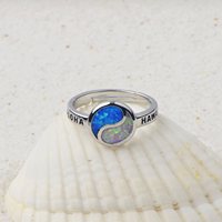 Bague Aloha en opale bicolore |   Bande de mode de style hawaïen argentée