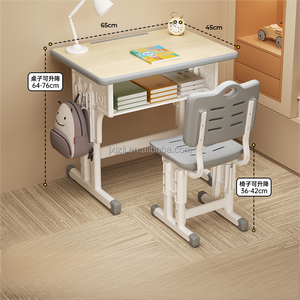 Escritorio y Silla de Estudio Ajustables de Diseño Moderno en Oferta, Muebles Escolares Ecológicos de Metal Resistente con Gran Espacio de Almacenamiento para Niños - Product Image 2