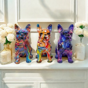 Ornement d'art populaire sculpté en résine époxy, motif Bouledogue Français créatif européen, pour la décoration de la maison, du bureau, du porche et du meuble à vin - Product Image 4