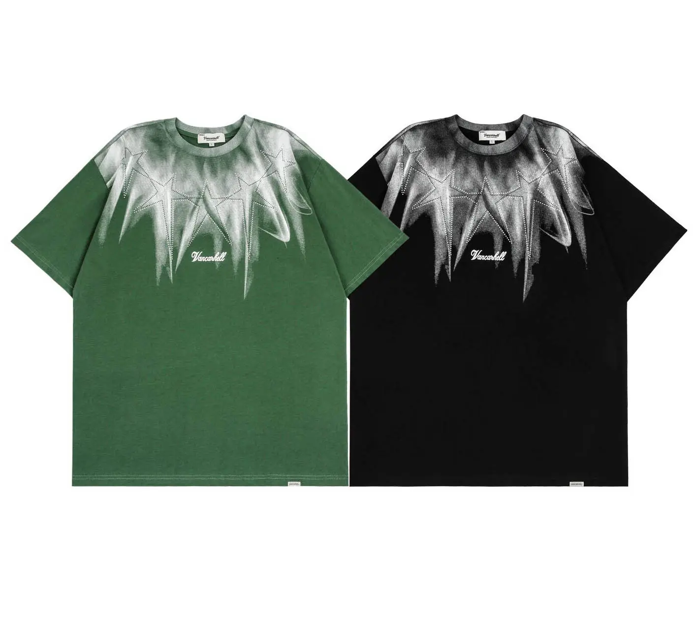 Özel erkekler için grafik T-shirt Rhinestones baskılı yüksek kalite Rhinestones ısı demir ile Transfer tasarımları T shirt