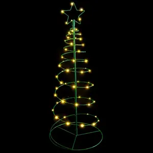Decorazione natalizia per albero a forma di cono, illuminazione solare, bianco caldo, 2m + 75cm, IP65, ideale per esterni e - Product Image 2