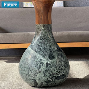 Muebles de lujo de tamaño más grande, mesa de comedor de mármol verde con tapa redonda de madera para Villa, mansiones, apartamento, Hotel, restaurante - Product Image 2