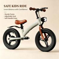 Vélo d'équilibre robuste pour enfants, roues en nylon de 12 pouces, cadre en acier, capacité de charge de 80 kg, conception sans amortisseur arrière
