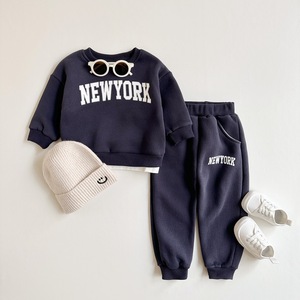 Ensemble Vêtements d'Hiver INS pour Enfants, Ensemble Sweat à Capuche Garçons Lettre <span class=keywords><strong>Velours</strong></span>, Survêtement de Sport 2 Pièces Pull et <span class=keywords><strong>Pantalon</strong></span> - Product Image 6