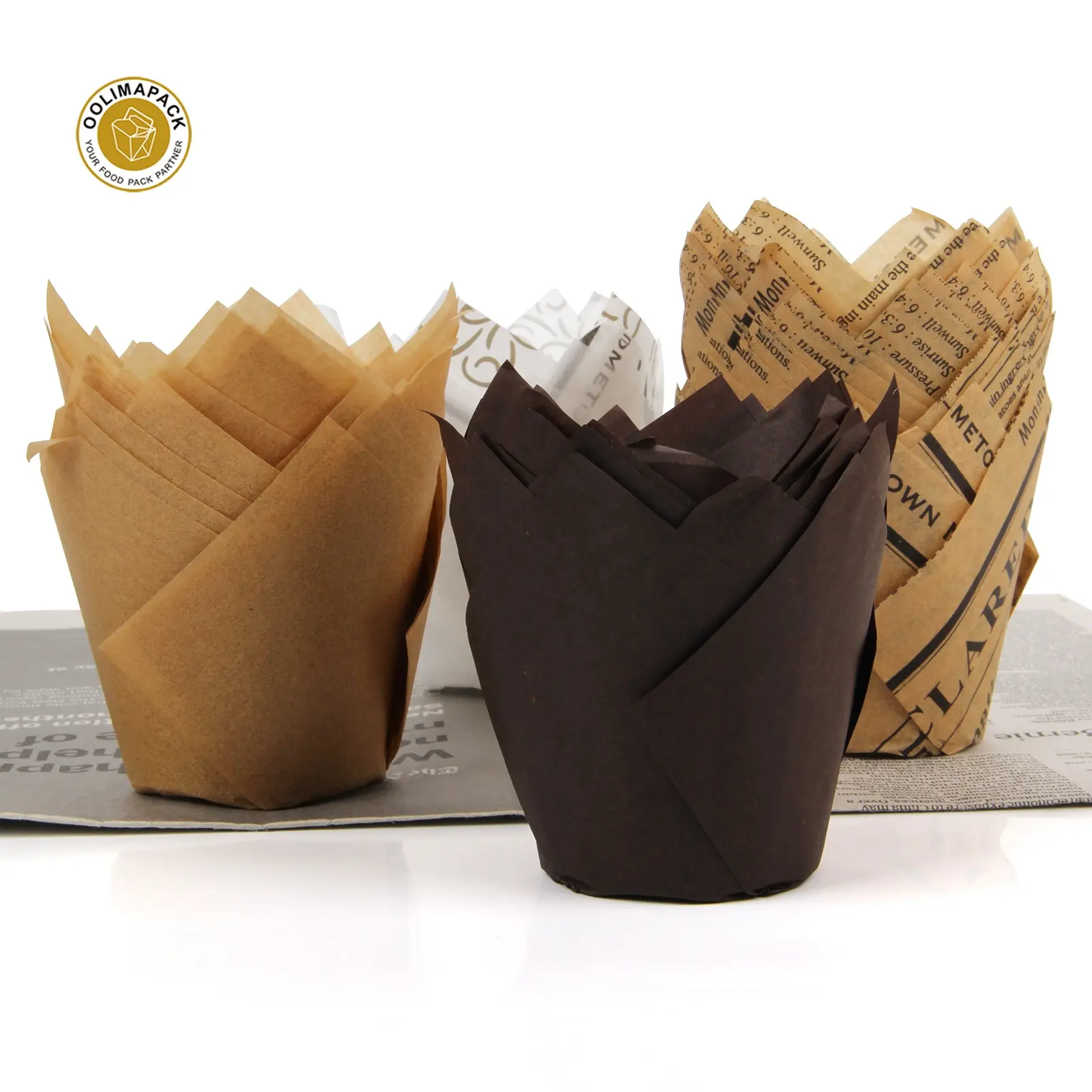 Custom disposable wholesale tulip baking cupcake wrappers liners pastry greaseproof cup paper