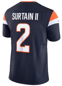 Grosir 2024 kualitas tinggi Bo Nix Jersey sepak bola Amerika 10 # putih-oranye-biru laut lengan pendek penata bersirkulasi - Product Image 5