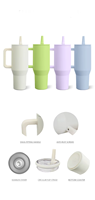 Gobelet isotherme en acier inoxydable avec logo personnalisé, anti-fuite, avec paille rabattable et poignée, pour café, 30oz 40oz, vente en gros
