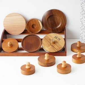 X106 Pièces de bois DIY, matériaux faits à la main, pièces de bois peintes à la main, décoration en bois, planches de bois, forme circulaire, étoile, dessin animé - Product Image 3