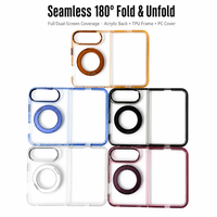 Coque de téléphone transparente avec béquille magnétique rotative pour iPhone Duo, avec cadre métallique pour l'appareil photo, dos en acrylique, coque arrière en PC, boutons en alliage, TPU souple, OEM