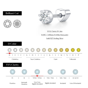 Orecchini a spirale in <span class=keywords><strong>argento</strong></span> sterling 925 con 5 stili, orecchini a perno a cuore con moissanite rotonda scintillante per donna, gioielli raffinati - Product Image 3