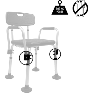 Chaise de douche réglable PEPE P30016 pour personnes âgées avec accoudoirs - Product Image 2