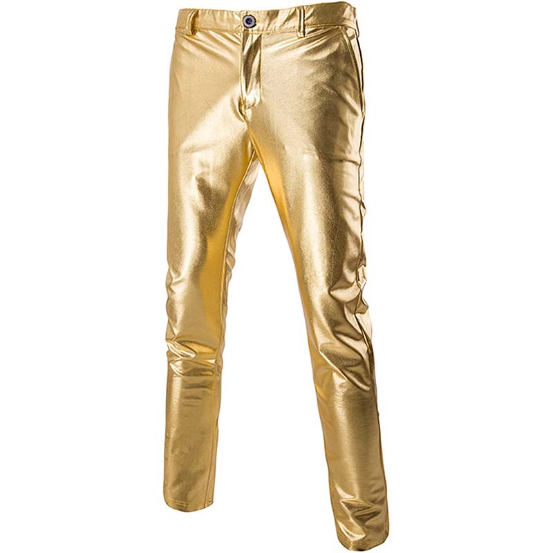 Gold shiny glitter suit pants latex trousers