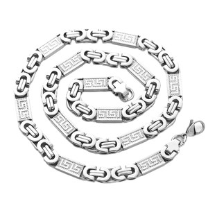 Collana a Catena Piana con Motivo Geometrico Placcata <span class=keywords><strong>Oro</strong></span>, Stile Classico, Ornamenti Buddisti con Diamanti, Gioielli in Acciaio Inossidabile - Product Image 2