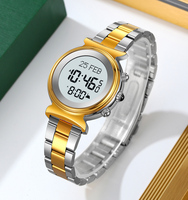 Jam tangan pria SKMEI 2407, jam tangan Muslim tali baja anti karat untuk wanita