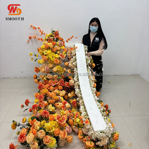 SMOOTH HOT - Camino de Mesa de Flores Artificiales Color Naranja Quemado para Decoración de Fondo de Boda - Product Image 5