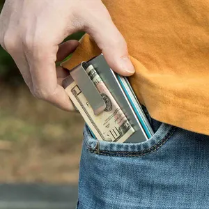 Casekey ที่ใส่บัตรเครดิตอลูมิเนียม,กระเป๋าใส่นามบัตรที่ใส่บัตรโลหะแบบบางพร้อมคลิปหนีบเงิน RFID