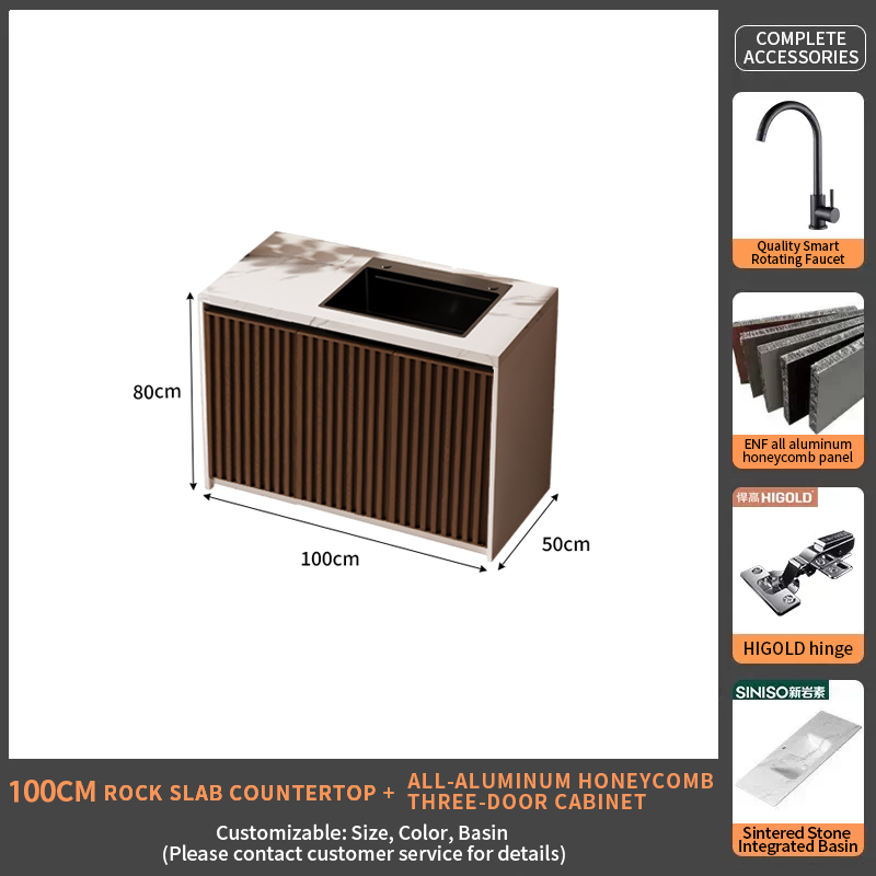 100Rock Slab Countertop + Triple Door Cabinet