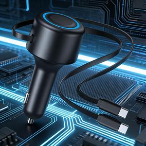 Chargeur de voiture rétractable PD30W 3 en 1, câble rétractable, adaptateur de chargeur de voiture super rapide - Product Image 2