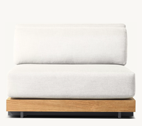Canapé modulaire d'extérieur en teck sans accoudoirs CAICOS – Vente chaude usine – Écologique, résistant aux UV – Idéal pour villas, hôtels, terrasses et jardins