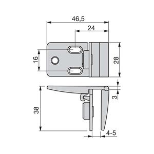 EMUCA 1015964 satinato vetro cromato opaco cerniera porta Set 4-5mm di spessore posizione centrale composto in lega di zinco ottone alluminio plastica - Product Image 2