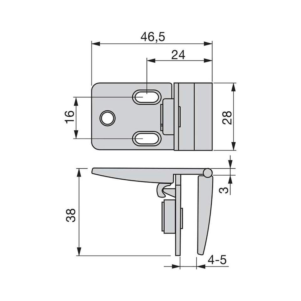 EMUCA 1015964 Satin Matt Chrome Glass Door Hinge Set 4-5mm Thick Central Location Composed Zinc Alloy Brass Aluminum Plastic