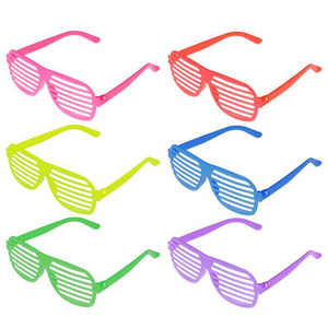 <span class=keywords><strong>Occhiali</strong></span> Stile Shutter Colorati Neon per Feste Anni '80, <span class=keywords><strong>Occhiali</strong></span> da Sole con Fessure per Bambini e Adulti, Accessorio Retrò per Feste a Tema Rock, Pop Star e Disco - Product Image 1