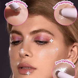 Stick de fard à paupières scintillant végétarien effet gelée cristalline, marque privée, illuminateur léger à paillettes - Product Image 2