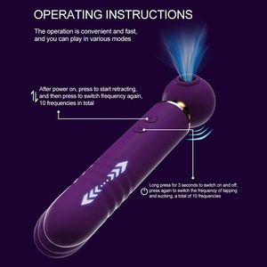 Vibrador 3 <span class=keywords><strong>en</strong></span> <span class=keywords><strong>1</strong></span> con Succión de Clítoris, Masajeador Telescópico de Punto G, Carga USB, Resistente al Agua, Juguetes Sexuales para Parejas - Product Image 2