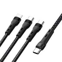 Support en gros nylon personnalisé USB Type C 3 en 1 câble de charge 100W câble de chargeur rapide pour iPhone Type C micro