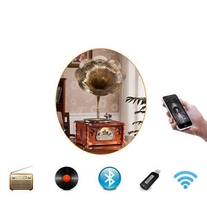 Tourne-disque vintage rétro avec Bluetooth, <span class=keywords><strong>d</strong></span>écoration de salon, ancien lecteur de disques, système audio Hi-Fi créatif - Product Image 6