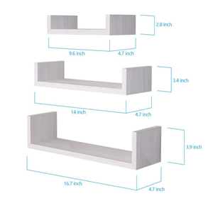 Kệ Nổi Kệ Treo Tường Bằng Gỗ Nguyên Khối Gắn Tường Bộ 3 Kệ Treo Tường Nổi Rửa Sạch Màu Trắng Cho Cây Cối Và Phòng Khách - Product Image 2