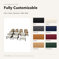 Fauteuil d'appoint rembourré en tissu bouclé rayé avec accoudoirs en bois, personnalisable OEM pour hôtels et restaurants