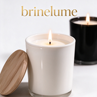 Bougie d'aromathérapie Brinelume pour la décoration de la maison, bougie dans un bocal en verre noir et blanc avec couvercle en bois naturel