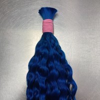 Harga Grosir Promo Panas 100% Premium Vietnam Super Double Drawn Italian Curly Warna Biru #   Rambut Manusia untuk Kepang dalam Jumlah Besar