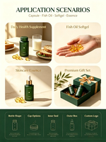 Bouteille en verre mat vert foncé vide pour capsules, flacon de rangement pour pilules de vitamines, conteneur premium pour produits de santé, approvisionnement direct en gros d'usine