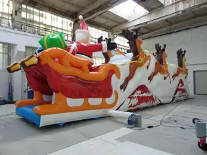 inflatable castle Santa Sleigh Obstacle combo cheap bounce for sale
