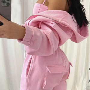 Felpa con Zip <span class=keywords><strong>Oversize</strong></span> in Spugna Francese OEM, 100% Cotone, Tinta Unita, <span class=keywords><strong>Abbigliamento</strong></span> Sportivo e Femminile - Product Image 1