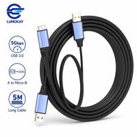 Cable USB 3.0 Tipo-A a Micro-B LUNG KAY OEM, 5Gbps SuperSpeed, 5M, Blindado, con Inyector de Energía para Disco Duro Externo y Cámara