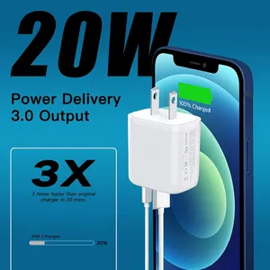 Chargeur mural PD Adaptateur 20W Dual Port USB-C USB-A QCPD 3.0