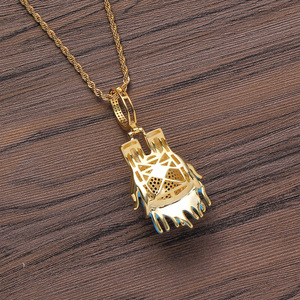 Colgante con forma de esfera terrestre, joyería hip-hop, accesorios, cadena con colgante de circonita incrustada en cobre. - Product Image 2