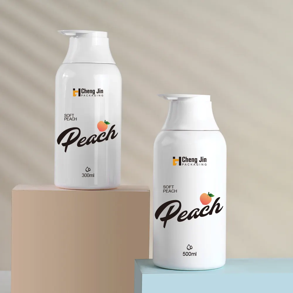 Nuova confezione cosmetica vuota da 300ml 500ml di lozione per Shampoo in plastica bianca per il lavaggio del corpo balsamo per capelli bottiglia pompa a becco d'anatra