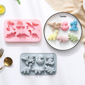 Moules à gâteau en silicone au design dinosaure, de qualité alimentaire, réutilisables, mignons, en silicone magnétique, pour chocolat, bonbons et glaces, moule DIY - Product Image 4