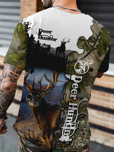 Cervi <span class=keywords><strong>HUNTER</strong></span> 3D Print <span class=keywords><strong>man</strong></span> t-shirt moda comode e traspiranti sublimazione t-shirt da uomo primavera estate abbigliamento personalizzato t-shirt - Product Image 4