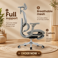 Chaise de bureau exécutive ergonomique à dossier haut entièrement en maille, pivotante, avec mécanisme de commande linéaire, conforme à la norme BIFMA