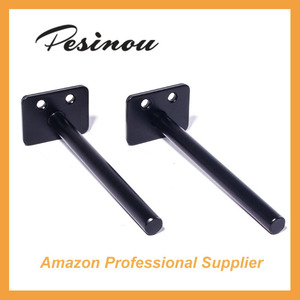 壁挂式支架8英寸黑色重型实心钢支架t形隐藏式浮动搁板支架 - Product Image 4