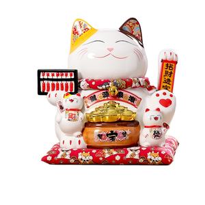 MLY dekorasi rumah listrik 11 inci ukuran besar keramik bisnis berkembang Maneki Neko kucing Beruntung dengan pemanggil kucing - Product Image 2
