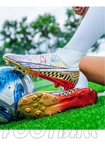 Tacos de entrenamiento ligeros de corte alto para hombres y mujeres, botas de fútbol transpirables, tacos FG de malla, zapatos de fútbol antideslizantes para uso diario - Product Image 5