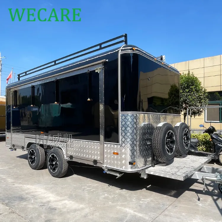 Wecare foodtruck 모바일 스트리트 푸드 밴 피자 오븐 트럭 푸드 카트 및 바베큐 푸드 트레일러 완비 된 주방 용품