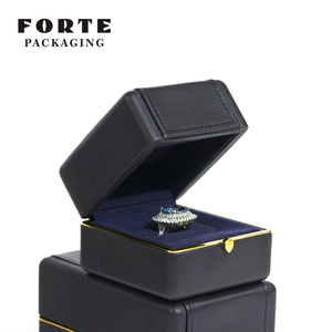 FORTE Genuine Leather <b>Black</b> Fashion Ring Jewelry <b>Box</b> Leather Jewellery <b>Box</b> - Product Image 1